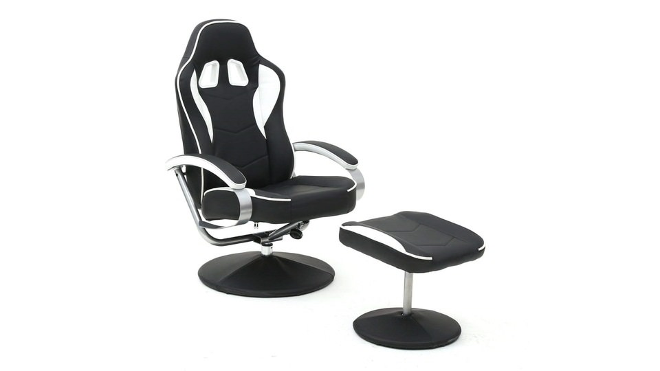 Magshion Black PU Racing Recliner Chair Set